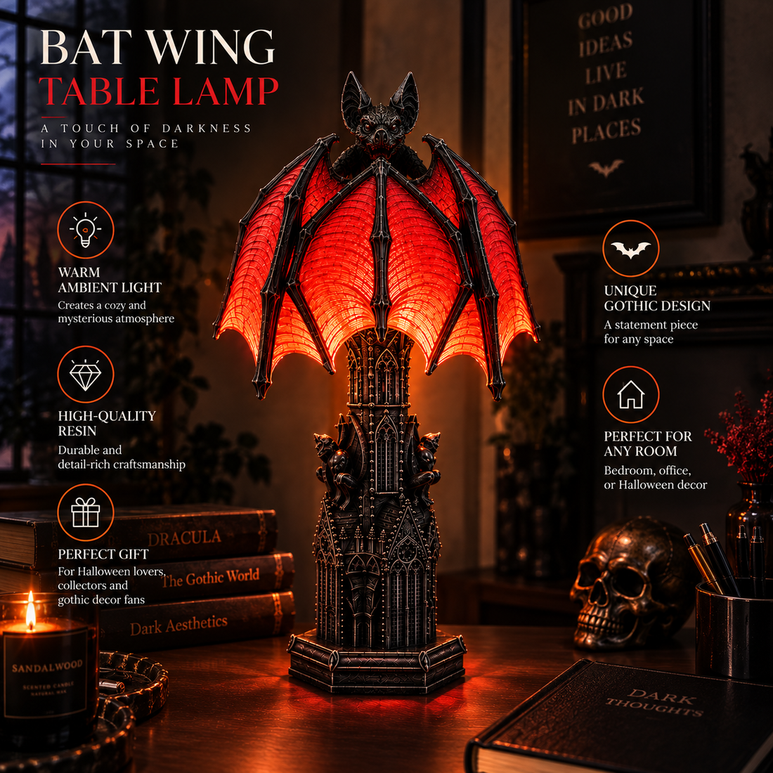 Bat Halloween Lamp By Elvika